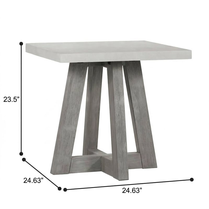 Carolina Square Concrete Top Accent Table with Grey Wood Base