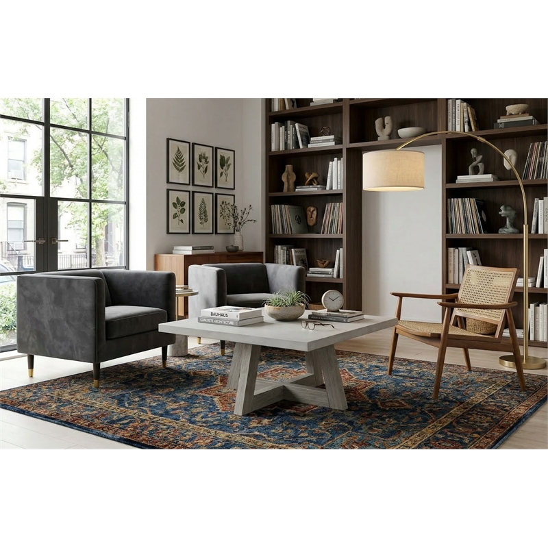 Carolina Largo Rectangular Coffee Table with Concrete Top in Grey