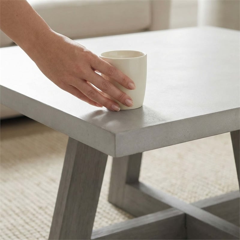 Carolina Largo Rectangular Coffee Table with Concrete Top in Grey