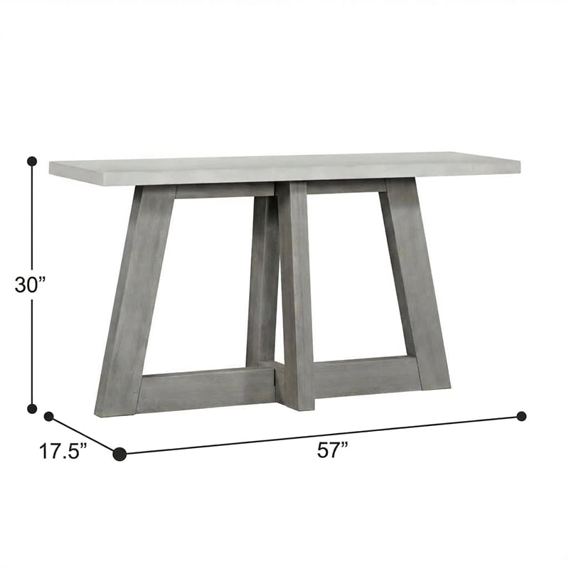 Carolina Console Table with Concrete Top and Wood Base in White and Grey