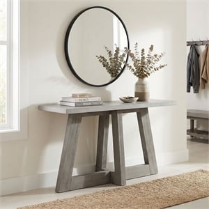 Carolina Console Table with Concrete Top and Wood Base in White and Grey