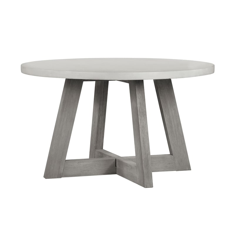 Carolina Round Concrete Top Dining Table with Brushed Acacia Base in Grey