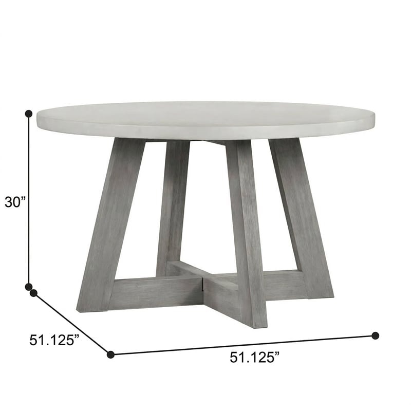 Carolina Round Concrete Top Dining Table with Brushed Acacia Base in Grey