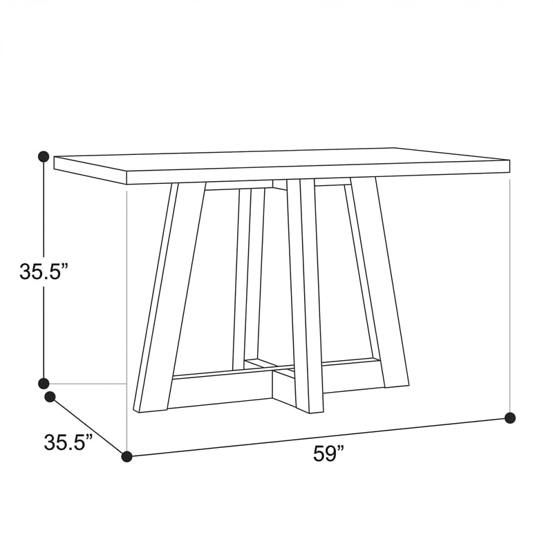 Carolina Rectangular Concrete Top Bar Table with Brushed Acacia Base in Grey