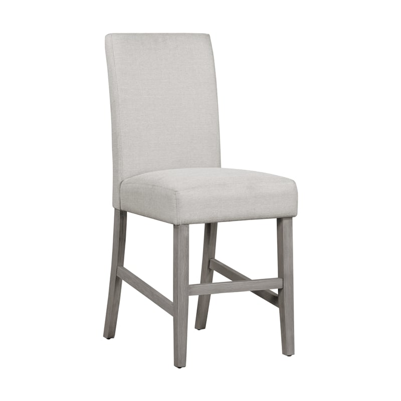 Carolina Bar Stool with Grey Upholstery and Brushed Acacia Wood Frame (Set of 2)