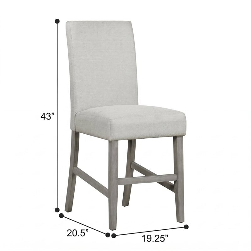 Carolina Bar Stool with Grey Upholstery and Brushed Acacia Wood Frame (Set of 2)