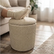 Carolina Chair & Table Round Handwoven Fabric Storage Ottoman in Natural