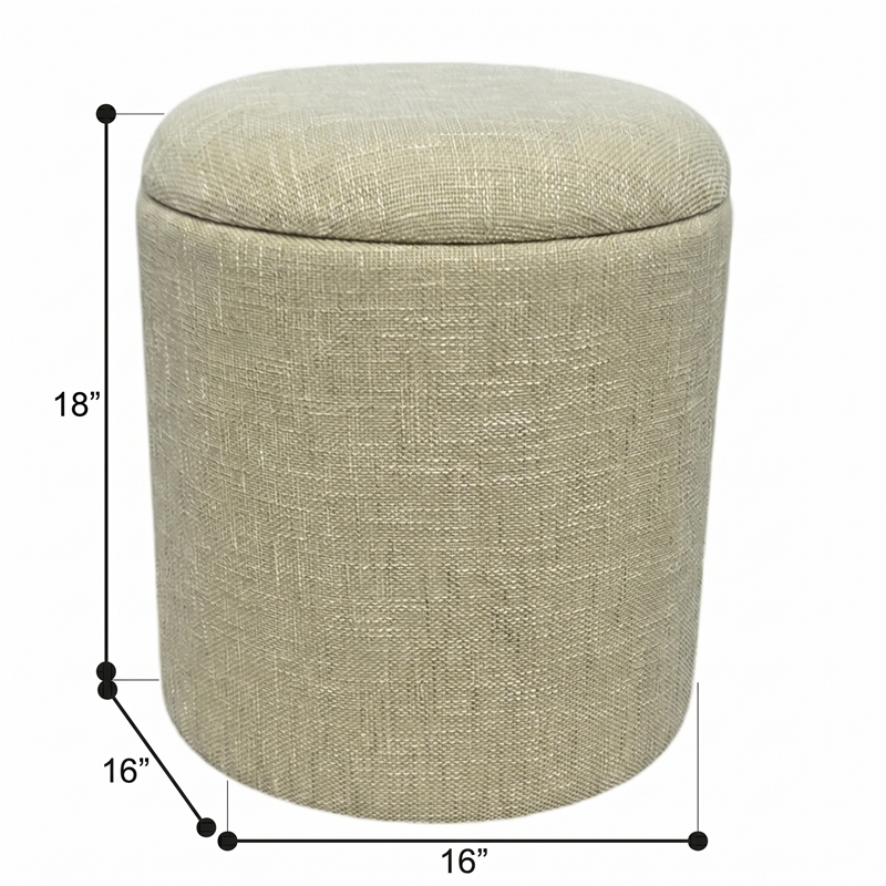 Carolina Chair & Table Round Handwoven Fabric Storage Ottoman in Green