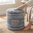 Carolina Chair & Table Round Handwoven Fabric Storage Ottoman in Cream