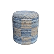Carolina Chair & Table Round Handwoven Fabric Storage Ottoman in Cream