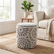 Carolina Chair & Table Round Handwoven Fabric Storage Ottoman in Gray