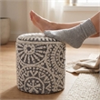 Carolina Chair & Table Round Handwoven Fabric Storage Ottoman in Gray