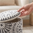Carolina Chair & Table Round Handwoven Fabric Storage Ottoman in Gray