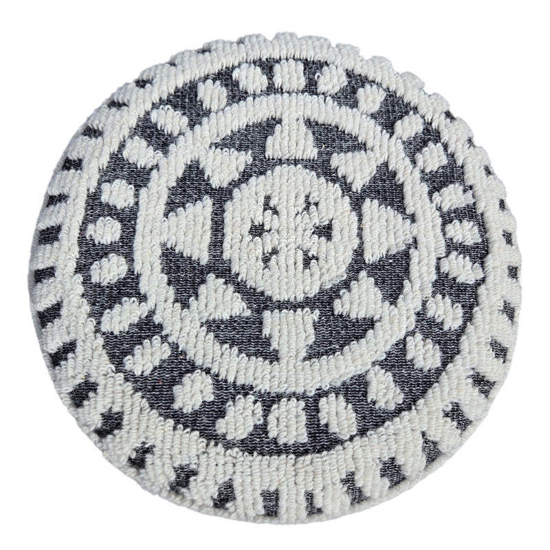Carolina Chair & Table Round Handwoven Fabric Storage Ottoman in Gray