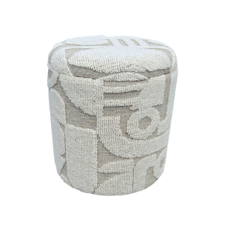 Carolina Chair & Table Round Handwoven Fabric Storage Ottoman in White