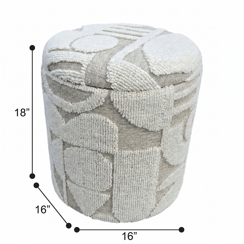 Carolina Chair & Table Round Handwoven Fabric Storage Ottoman in White