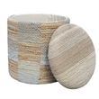 Carolina Chair & Table Round Handwoven Fabric Storage Ottoman in Yellow