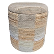 Carolina Chair & Table Round Handwoven Fabric Storage Ottoman in Yellow