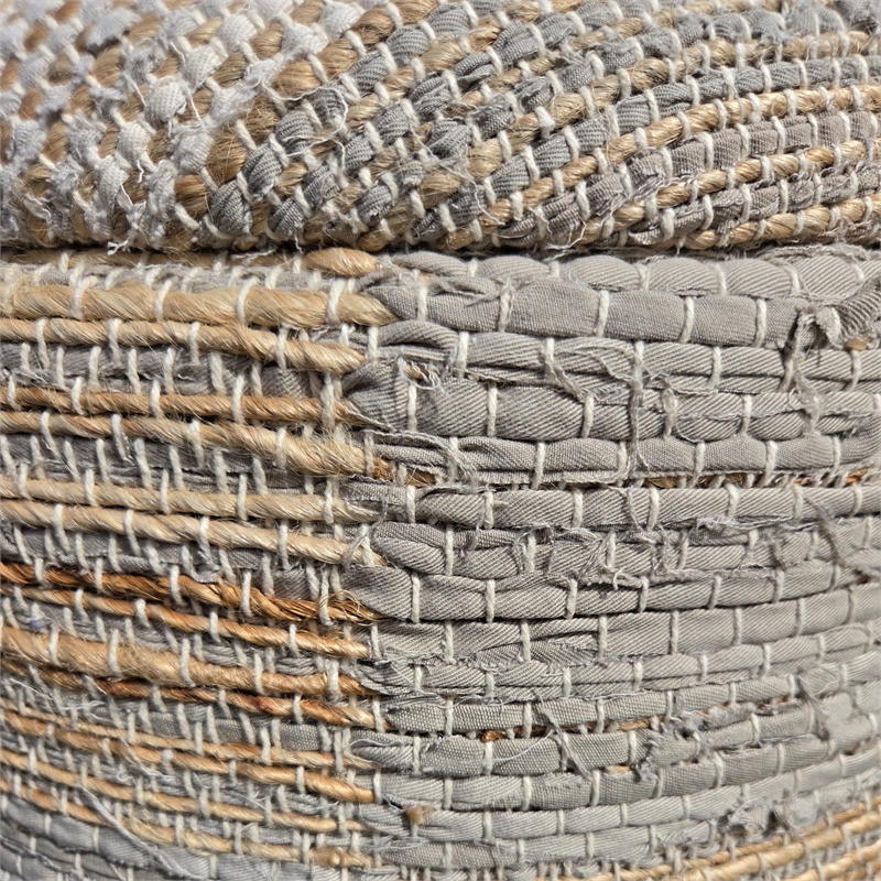 Carolina Chair & Table Round Handwoven Fabric Storage Ottoman in Yellow
