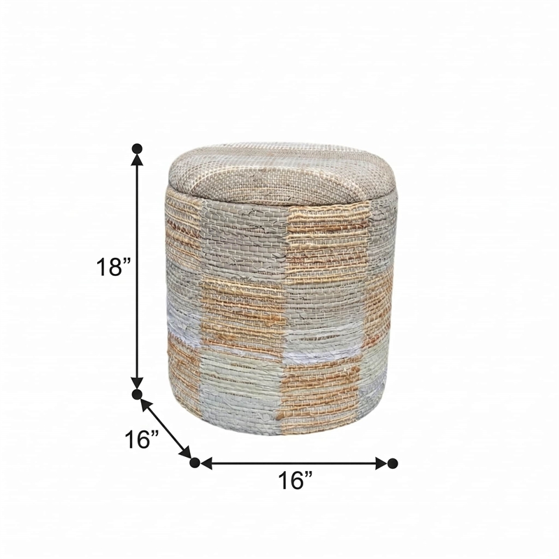 Carolina Chair & Table Round Handwoven Fabric Storage Ottoman in Yellow