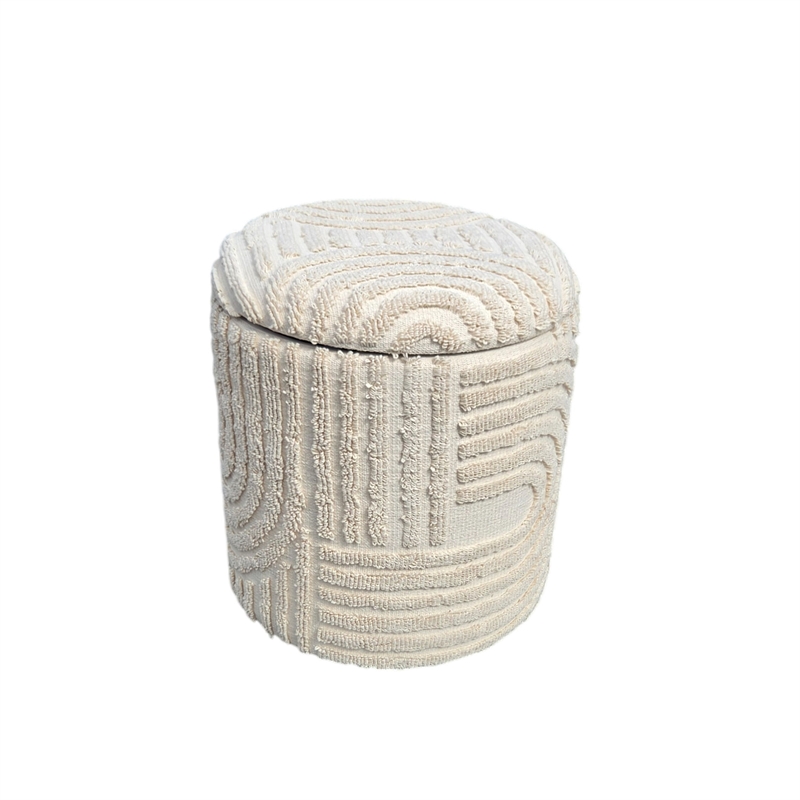 Carolina Chair & Table Handwoven Storage Ottoman with Hidden Nook in Cream