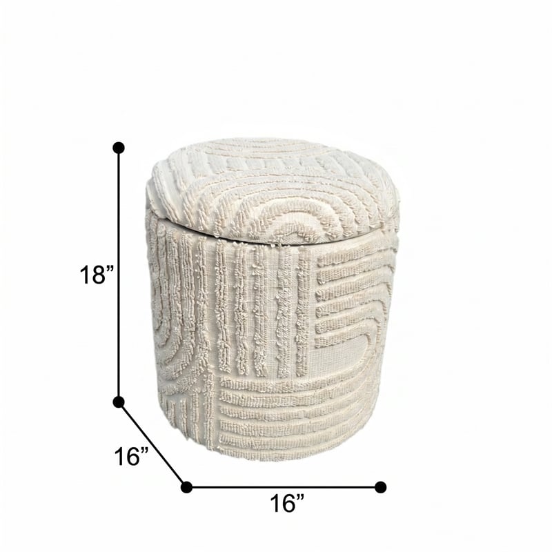 Carolina Chair & Table Handwoven Storage Ottoman with Hidden Nook in Cream