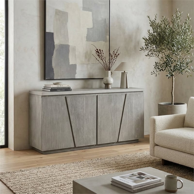 Carolina Chair & Table Largo Sideboard in Gray Concrete and Acacia