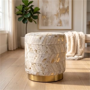 Carolina Chair & Table Company 16&quot Chevron Foam Ottoman in Gold