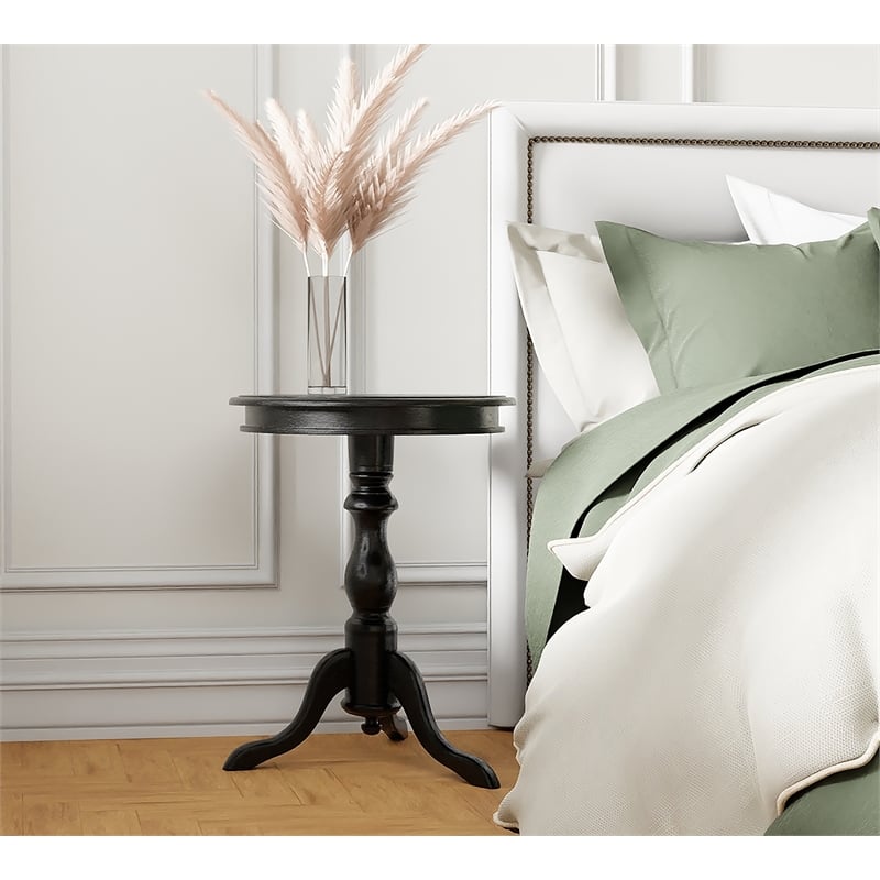 Carolina Classic Leeann Pedestal Accent Table in Black