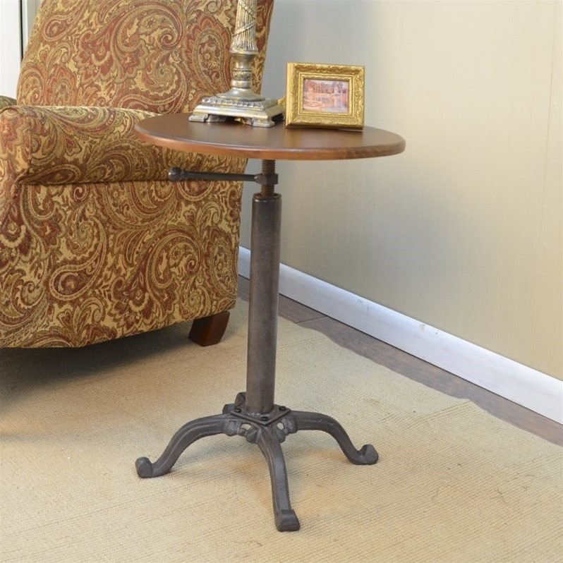 Carolina Classic Vintage Farmhouse Adjustable Accent Table in Brown