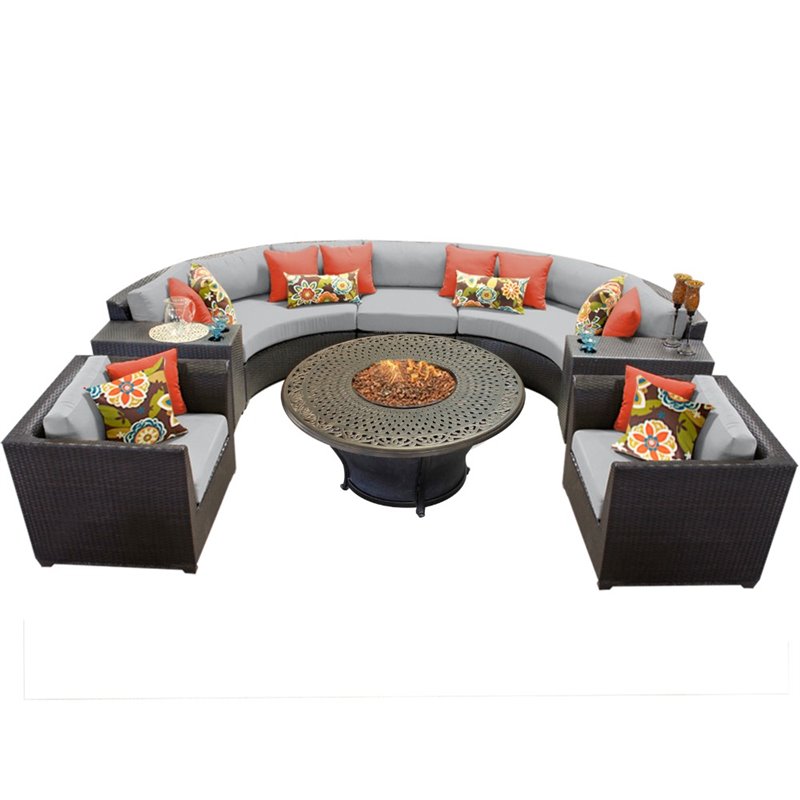 Darlee Malibu 5 Piece Patio Fire Pit Dining Set in Antique Bronze 150951AB Cymax Stores