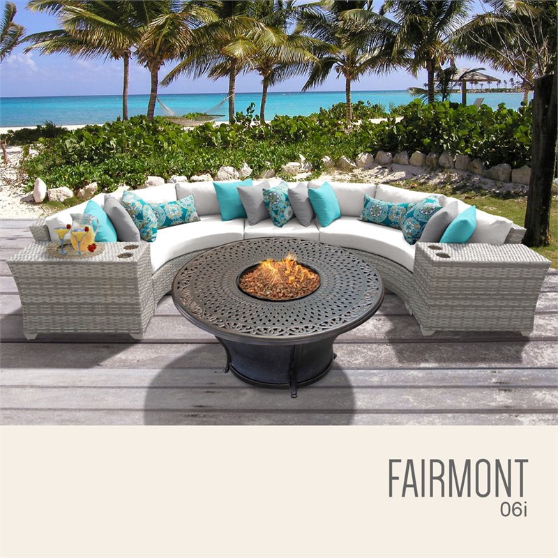 Darlee Malibu 5 Piece Patio Fire Pit Dining Set in Antique Bronze 150951AB Cymax Stores