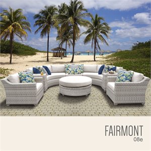 TK Classic Fairmont 8 Piece Wicker Patio Sofa Set in Beige