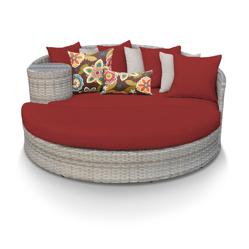 Tk Classic Fairmont Wicker Round Patio Daybed In Red