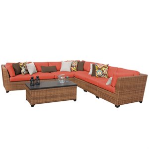 tk classics laguna 8-piece patio wicker sectional set 08a in orange