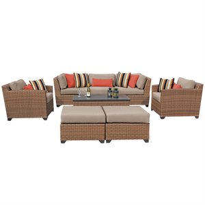 tk classics laguna 8-piece wicker patio sofa set in tan and brown