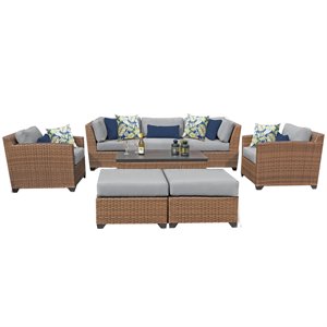 tk classics laguna 8 pc traditional outdoor wicker sofa set in gray