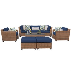 tk classics laguna 8 pc traditional outdoor wicker sofa set in navy