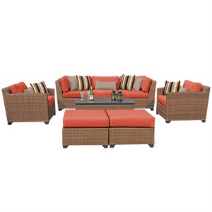 tk classics laguna 8 pc traditional outdoor wicker sofa set in orange