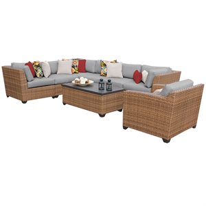 tk classics laguna 8-piece hand woven wicker patio sofa set in gray