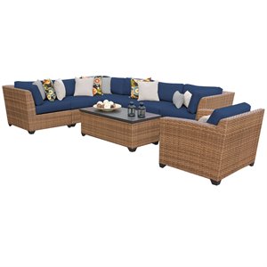 tk classics laguna 8-piece hand woven wicker patio sofa set in navy