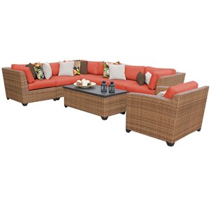 tk classics laguna 8-piece patio wicker sofa set 08d in orange