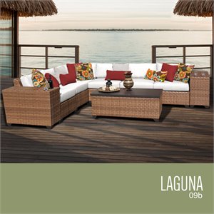 tk classics laguna 9-piece patio wicker sectional set in white
