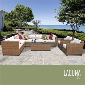 tk classics laguna 10-piece patio wicker sofa set in white