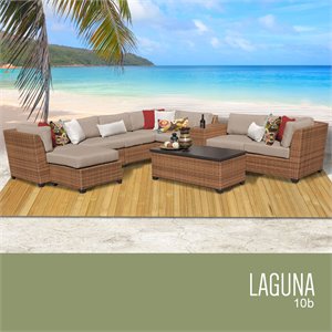 tk classics laguna 10-piece wicker patio sectional set in tan