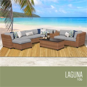 tkc laguna 10 piece patio wicker sectional set in gray