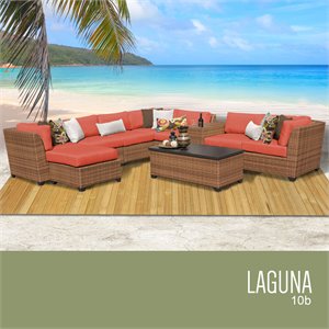 tkc laguna 10 piece patio wicker sectional set in orange