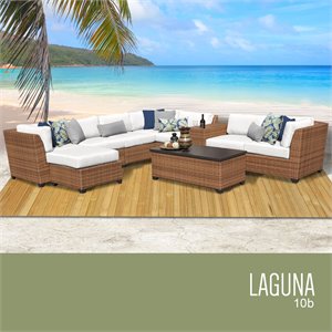 tkc laguna 10 piece patio wicker sectional set in white