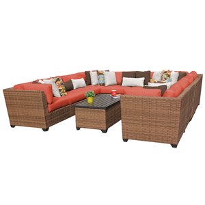 tk classics laguna 11-piece patio wicker sectional set 11a in orange