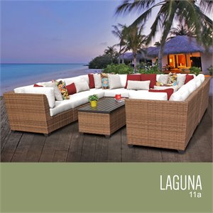 tk classics laguna 11-piece patio wicker sectional set 11a in white